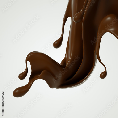 Splash of chocolate 3d illustration  3d rendering.