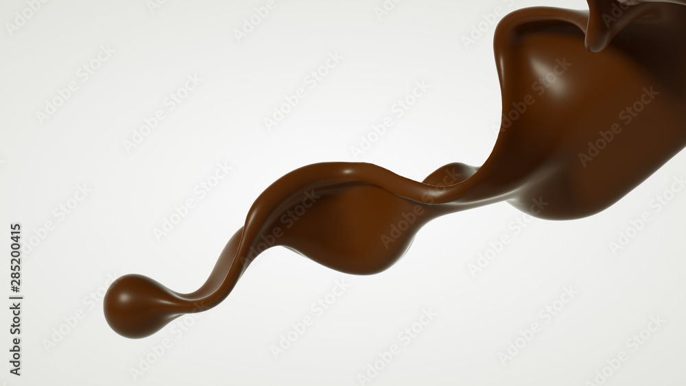 Splash of chocolate 3d illustration, 3d rendering. Splash of chocolate 3d illustration, 3d rendering.