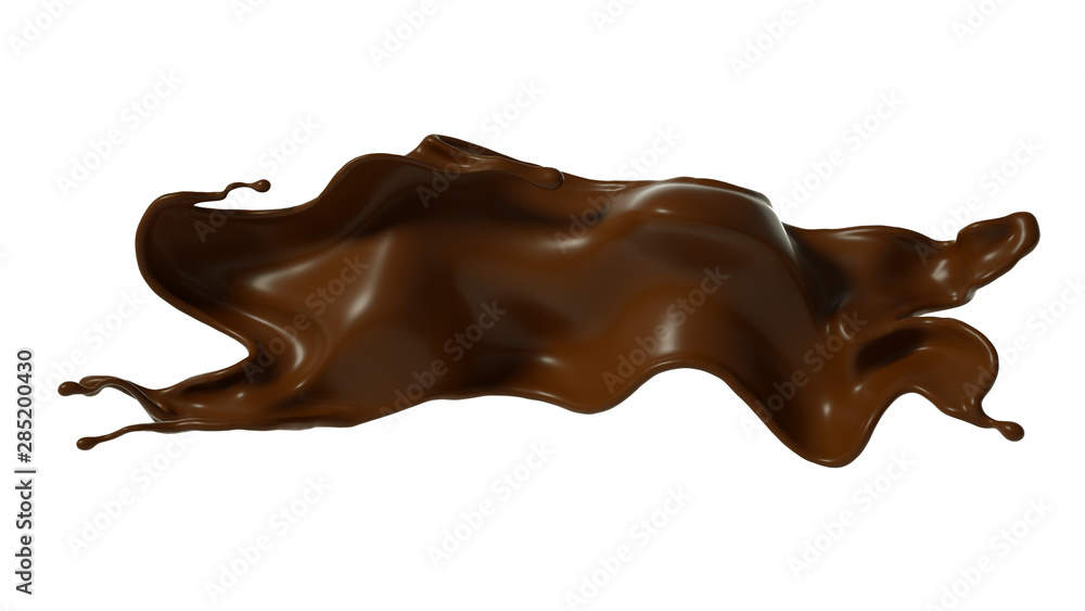 Splash of chocolate 3d illustration, 3d rendering. Splash of chocolate 3d illustration, 3d rendering.