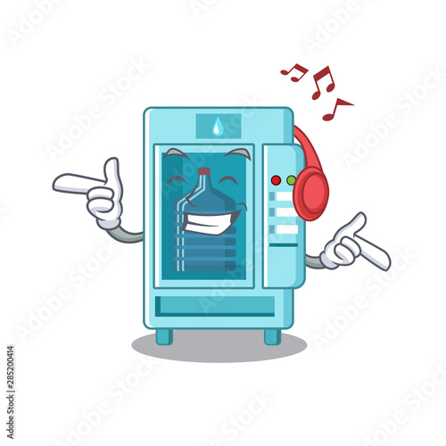 Listening music water vending machine isolated the cartoon