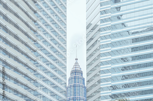 Photography Abstract close-up highrise skyscraper building in Kuala Lumpur