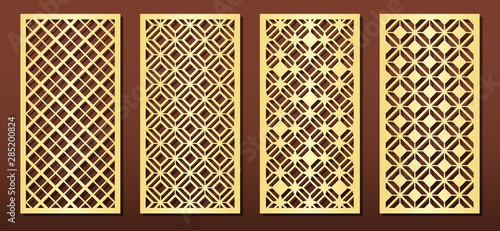 Laser cut panels, vector set for wood or metal decor, arabic geometric pattern
