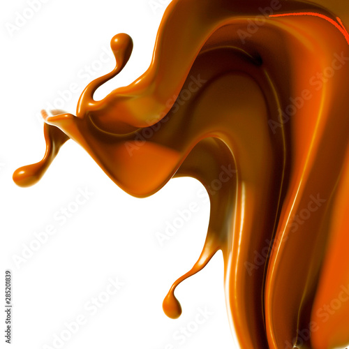 Splash of chocolate 3d illustration, 3d rendering.