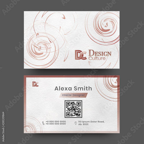Creative business card or visiting card design in front and back view for Interior Designer.