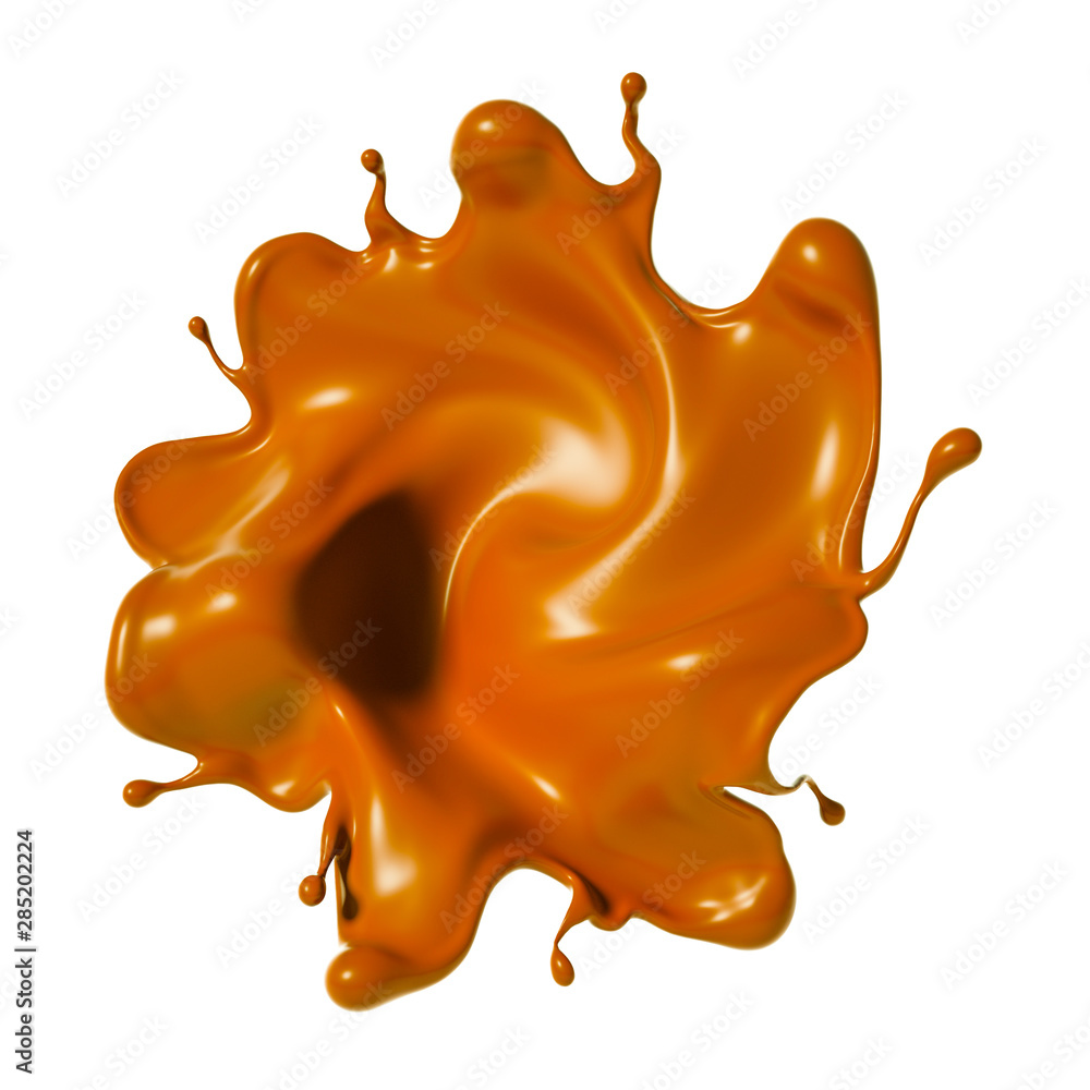 Splash of chocolate 3d illustration, 3d rendering.
