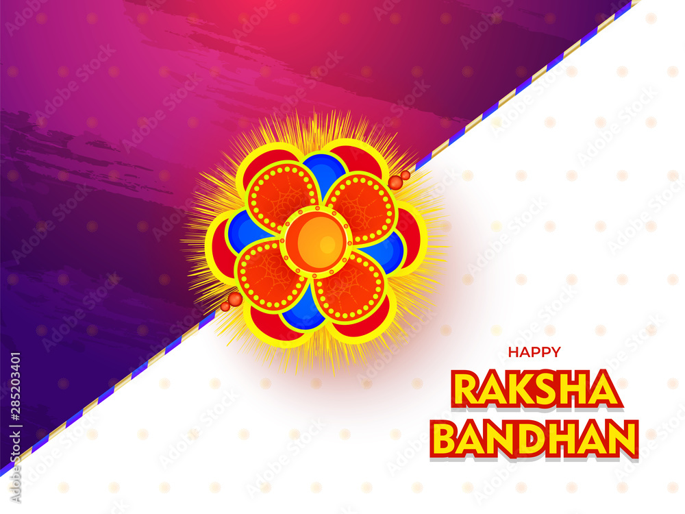 Happy Raksha Bandhan festival card or poster design with beautiful rakhi  (wristband) on glossy abstract background. Stock Vector | Adobe Stock