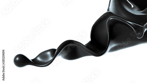 Splash of thick black liquid. 3d illustration  3d rendering.