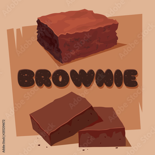 Sweet chocolate fudge brownie square