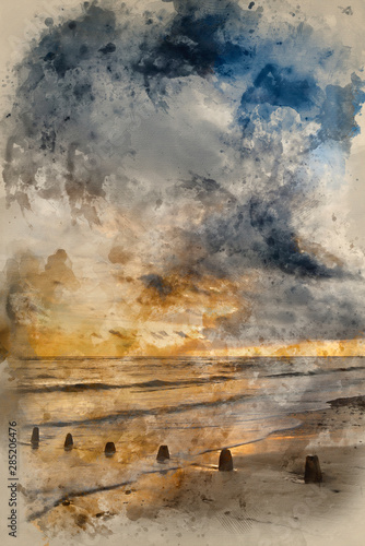 Digital watercolor painting...