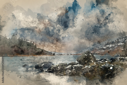 Digital watercolor painting...