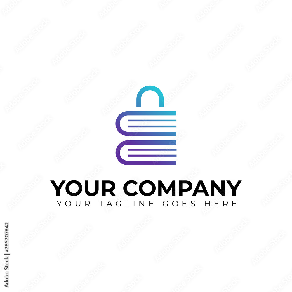 Modern security logo, book vector icon