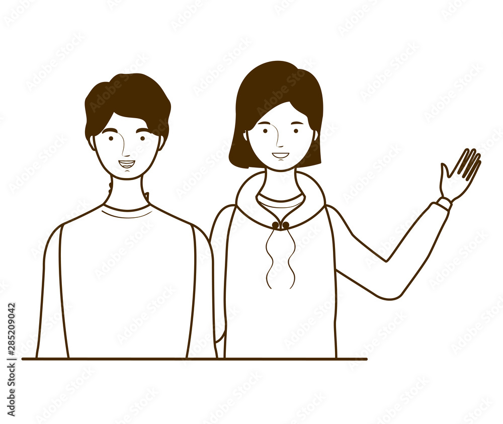 silhouette of couple of people standing on white background silhouette of couple of people standing on white background
