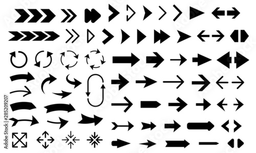 Arrows big black vector collection. Modern simple arrow or cursor illustration