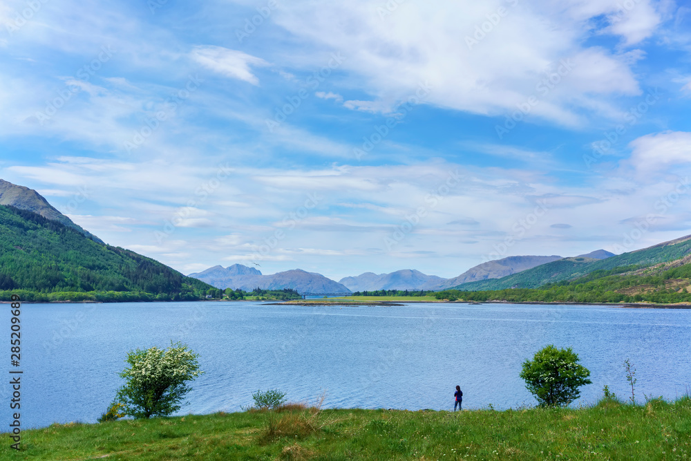 Fototapeta premium Beautiful scenery of Loch Leven viewing Ballachulish Bridge in distance , Glen Coe , Scotland