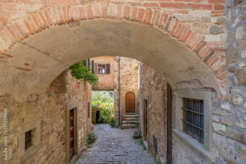 A view of the ancient medieval village of Montefioralle, Tuscany, Italy