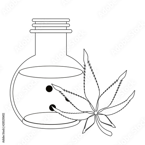 cannabis martihuana sativa hemp cartoon in black and white