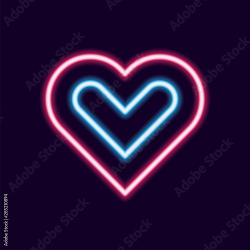Love Neon line vector icon  80s text letter glow light Retro techno acid style.
