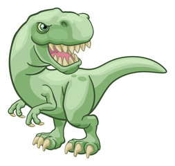 Handdoek met foto Jongenskamer Grappige tyrannosaurus rex cartoonfiguur  © Christos Georghiou