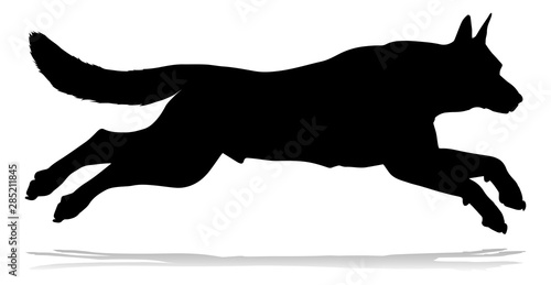 A detailed animal silhouette of a pet dog