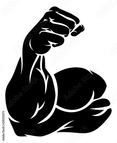 Fényképezés A strong arm showing its biceps muscle illustration