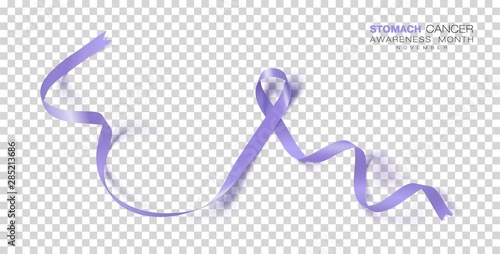 Stomach Cancer Awareness Month. Periwinkle Color Ribbon Isolated On Transparent Background. Vector Design Template For Poster.