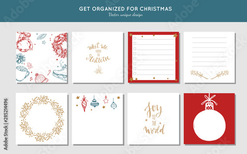 Sticky Note vector collection for Christmas and new year preparation. Get organized for christmas.