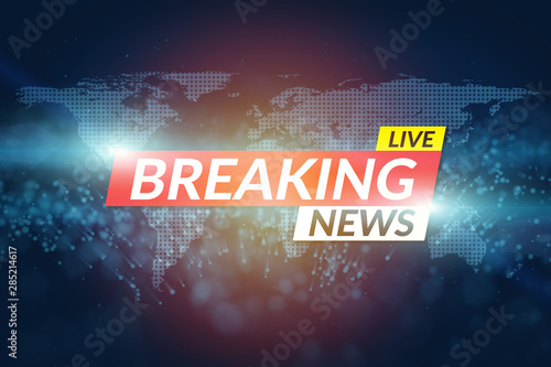 background screen saver on breaking news. Breaking news live template on digital world map background.