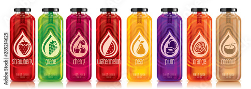 Ready design vector juice, fruit glass bottle set