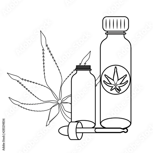 cannabis martihuana sativa hemp cartoon in black and white