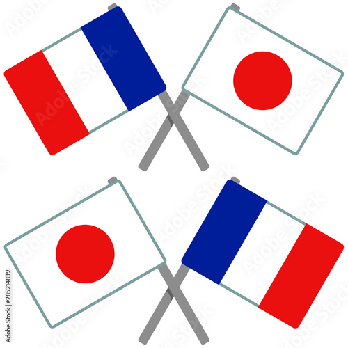 フランスと日本の旗