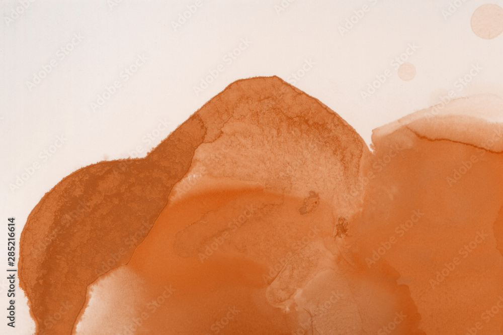 Fototapeta premium Hand painted alcohol ink background. Abstract delicate orange texture. Contemporary autumn wallpaper. 