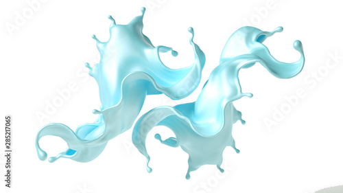 Beautiful turquoise paint splash. 3d illustration  3d rendering.