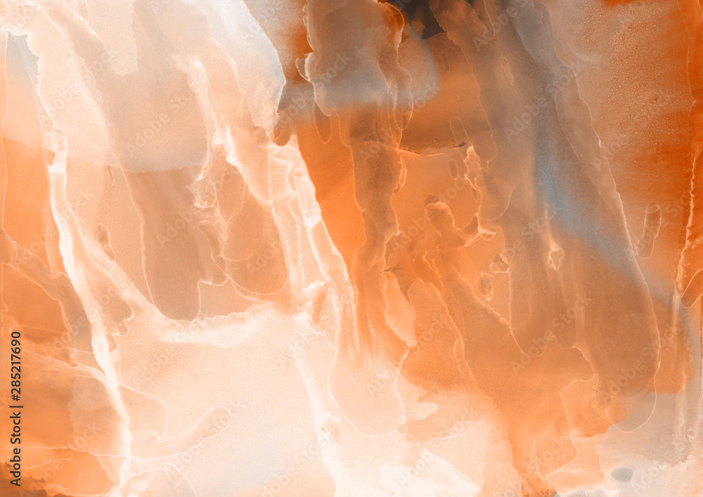 Hand painted alcohol ink background. Abstract delicate orange texture. Contemporary autumn wallpaper. Hand painted alcohol ink background. Abstract delicate orange texture. Contemporary autumn wallpaper.