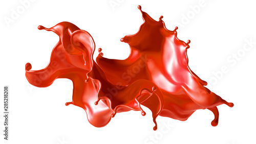 Obraz na plátně Beautiful red paint splash. 3d illustration, 3d rendering.