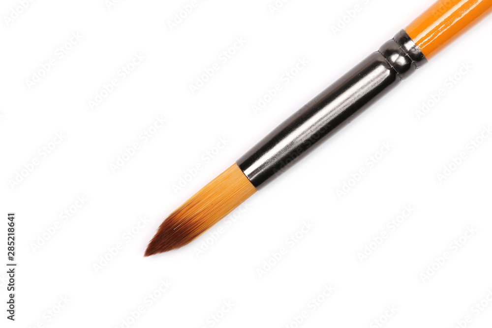 Paintbrush macro isolated on white background, top view Paintbrush macro isolated on white background, top view