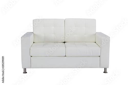 Leather sofa for three persons in white color