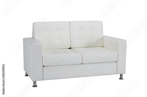 Leather sofa for three persons in white color