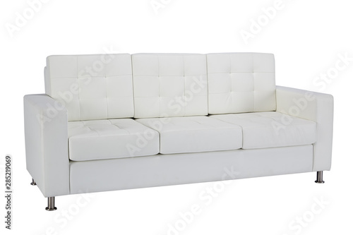 Leather sofa for three persons in white color