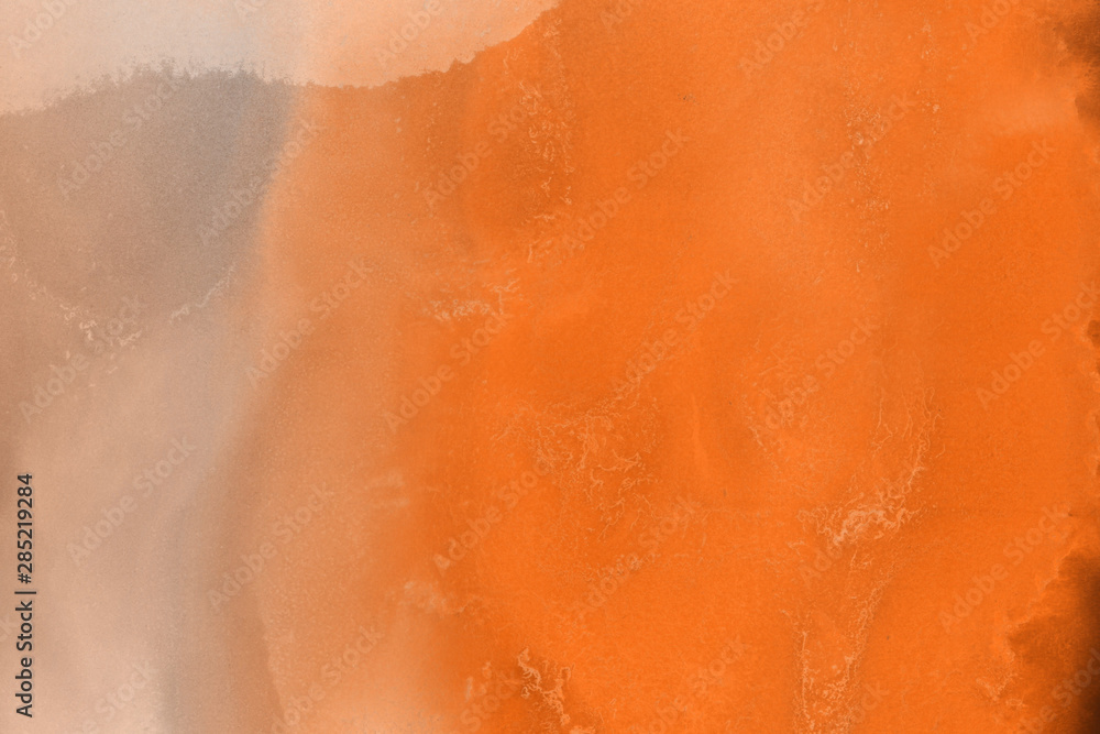 Fototapeta premium Hand painted alcohol ink background. Abstract delicate orange texture. Contemporary autumn wallpaper. 
