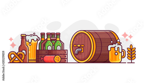 Beer Festival October Fest Line Art Banner