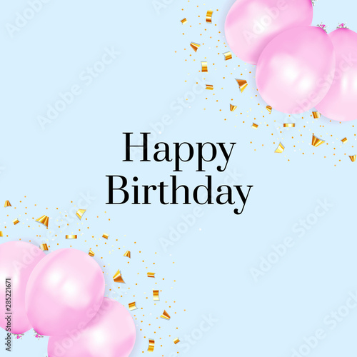 Happy birthday balloons celebration.  Party decoration design Happy Birthday typography vector design for greeting cards and poster with colorful balloon
