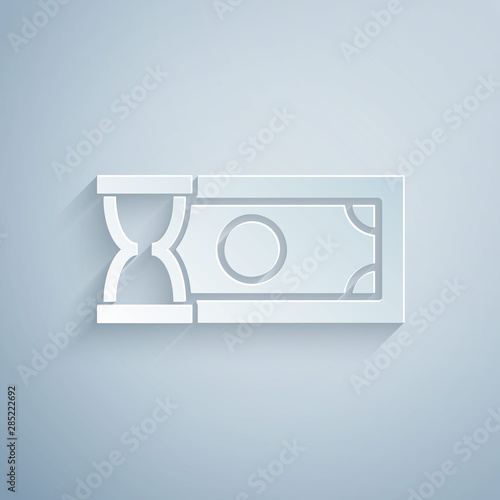 Paper cut Fast payments icon isolated on grey background. Fast money transfer payment. Financial services, fast loan, time is money, cash back concept. Paper art style. Vector Illustration