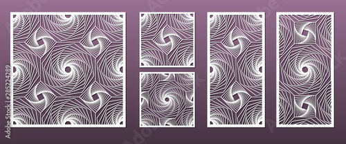Laser cut panels, vector set for wood or metal decor, arabic geometric pattern