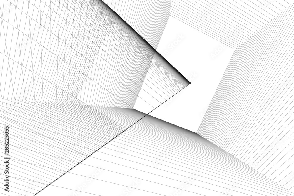 Fototapeta Abstract linear architecture 3d illustration