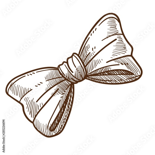 Bow tie, male vintage accessory isolated sketch