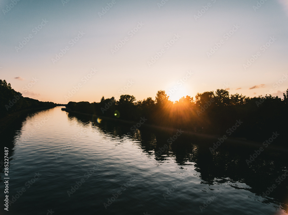 Sonnenuntergang Drone DJI Weser Kanal Mittellandkanal OWL 