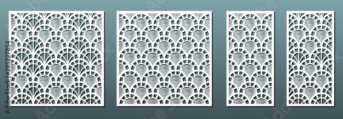 Laser cut panels, vector set for wood or metal decor, geometric pattern