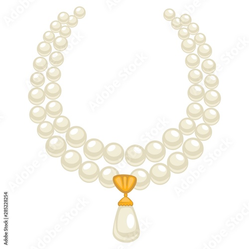 Pearl necklace in 1950s style, isolated jewelry with gemstones