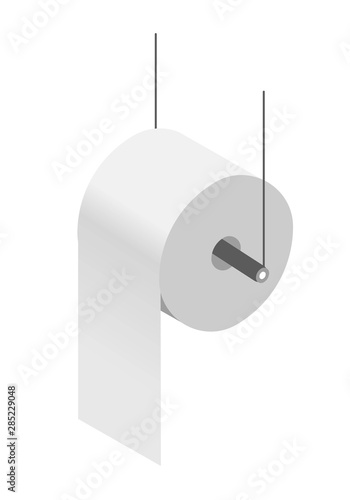 Toilet paper roll holder isolated object, bathroom item