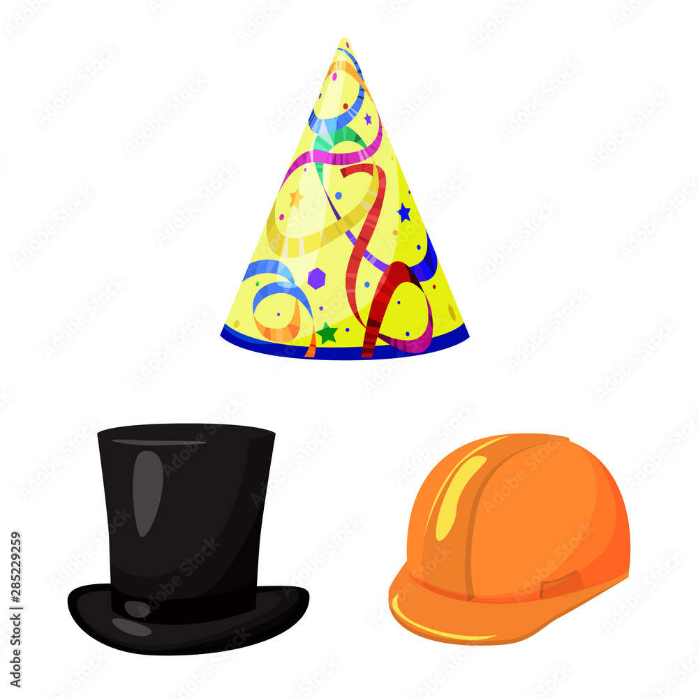 Isolated object of headgear and napper icon. Collection of headgear and helmet vector icon for stock. Isolated object of headgear and napper icon. Collection of headgear and helmet vector icon for stock.